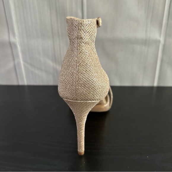 DREAM PAIRS Women's Gold Glitter High Heel Pointed Toe Stiletto Ankle Strap - Picture 4 of 5